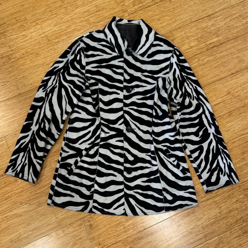 Mudd Zebra print faux fur and leather reversible jacket